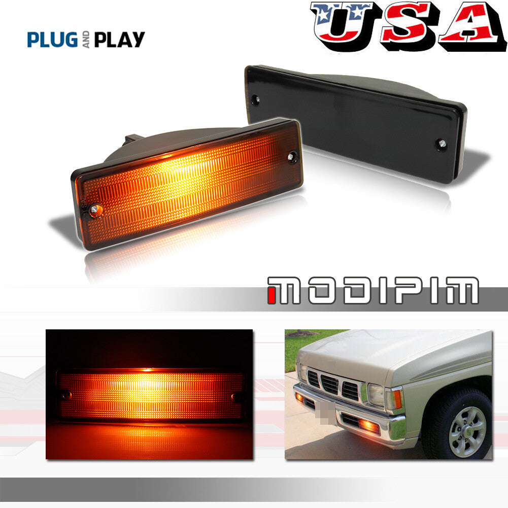 A pair of turn signals are compatible with the 1988-1997 for Nissan D21 hard-body pickup truck / 1988-1995 for Nissan Pathfinder.