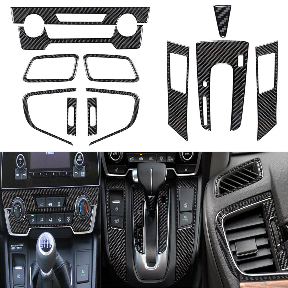 12Pcs Interior Decorative Set Cover Trim Carbon Fiber for Honda CRV 2017-2021