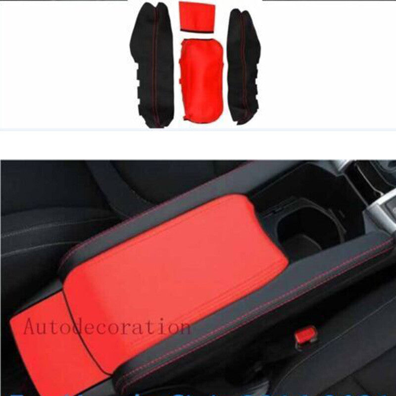 RedBlack Leather Central Console Armrest Box Cover for Honda for Civic 2016-2021