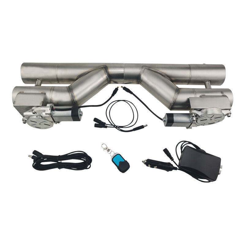 2 Double Electric Exhaust Control Valve Downpipe Kit Dual-flap wireless Remote