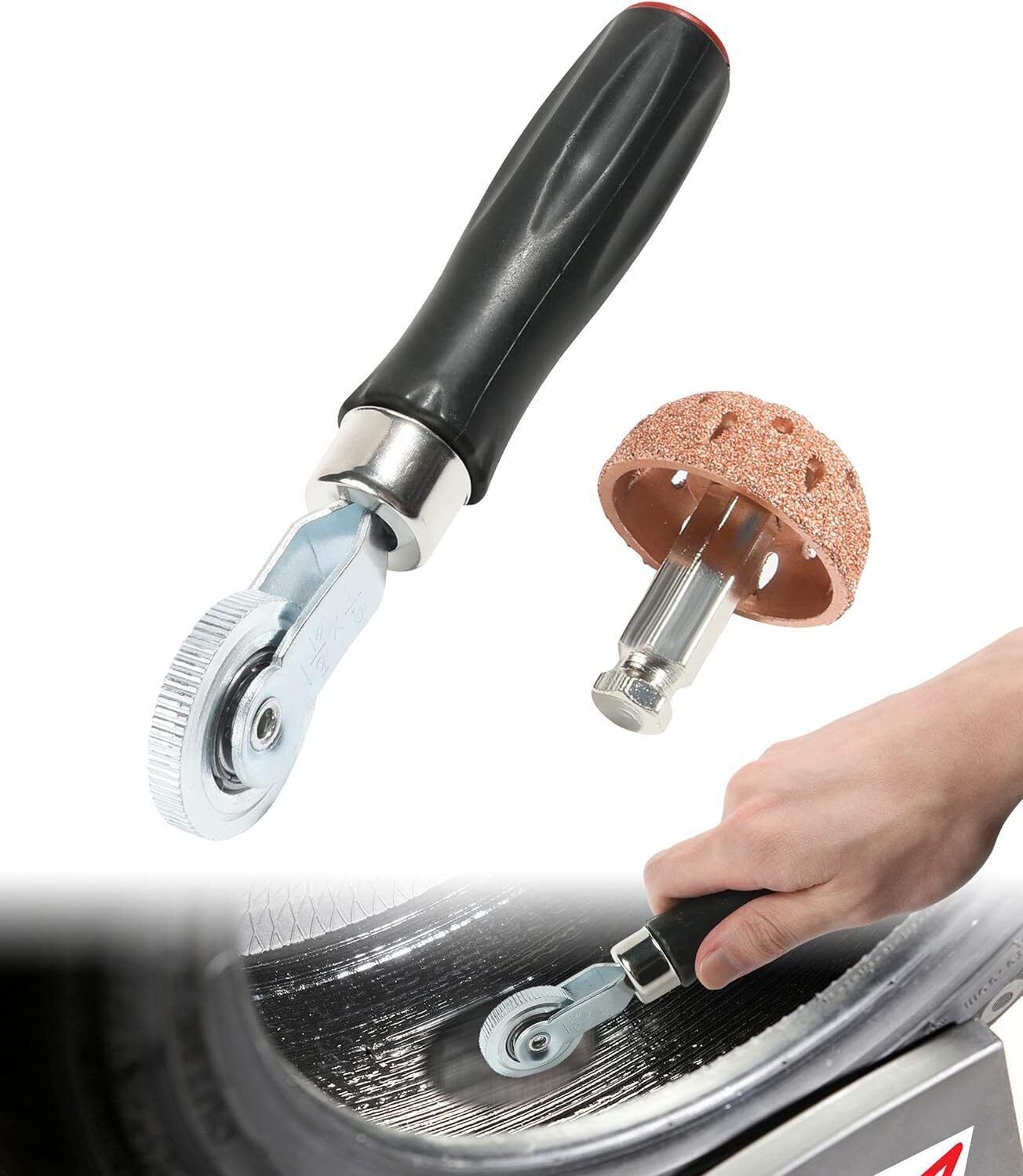 Tire Repair Patch Tool + Grinding Head Roller for Air Tire Repair and Shock Absorbing