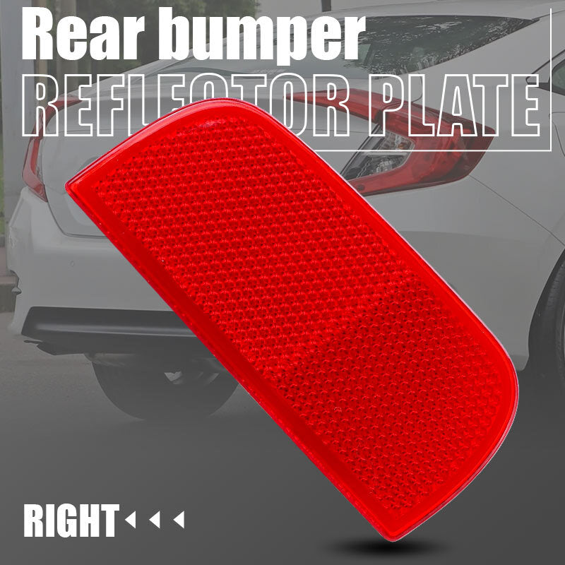 Right Rear Bumper Reflector Lens Red For 16-21 10th Gen for Honda for Civic Sedan/Coupe