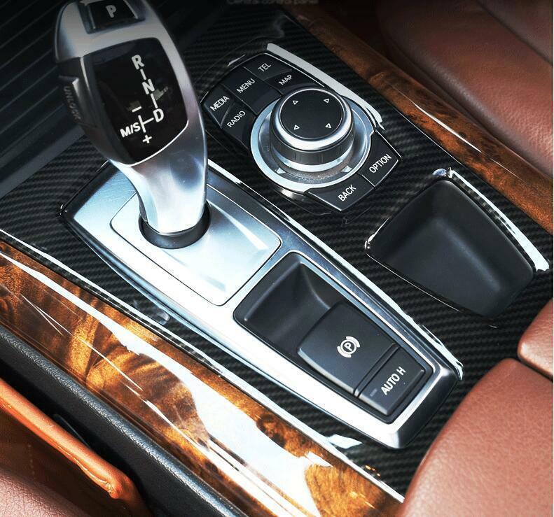 for BMW X5 X6 E70 2010-13 ABS Carbon Fiber Central Console Gear Shift Cover Trim