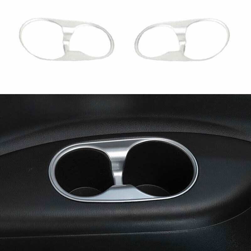 2P Console Drinking Glass Panel Trim for Nissan Armada Patrol 17-20 Matte Silver