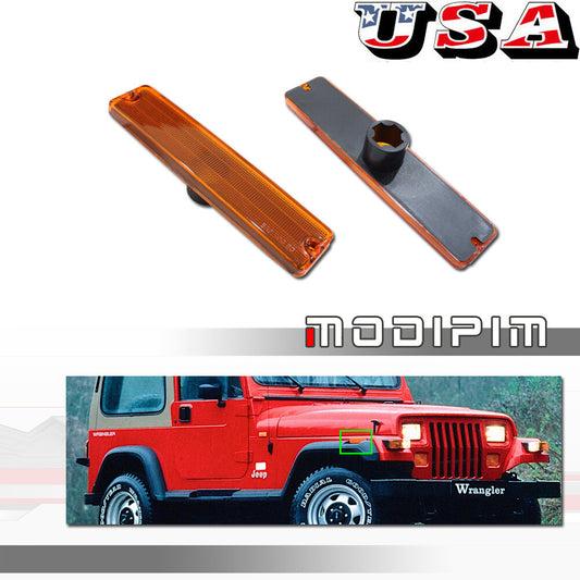 Suitable for 87-95 for Jeep for Wrangler YJ, Amber Front Bumper Mudguard Side Marker Light Housing