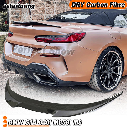 for BMW 8 Series G14 F91 840i M8 18-24 Dry Carbon Fiber Rear Trunk Spoiler Wing