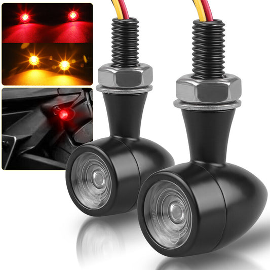2X Motorcycle Bullet for Mini Turn Signals Blinker Light Brake Lamp Amber Red LED