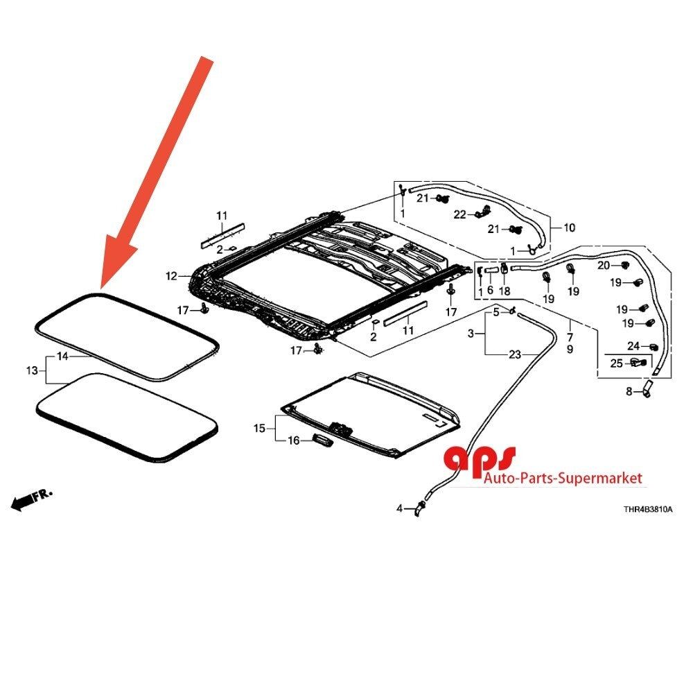 Weatherstrip seal for sunroof glass of 2012-2016 for Honda CR-V