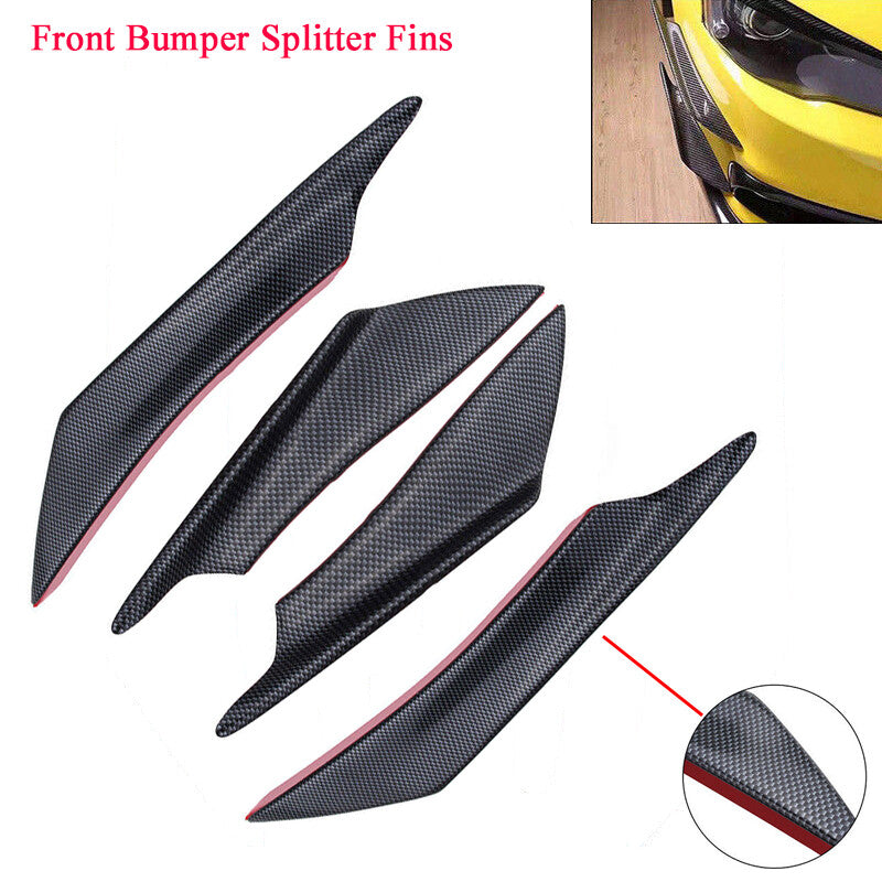 External front bumper lip splitter Fins Spoiler Canards Carbon Fiber Universal
