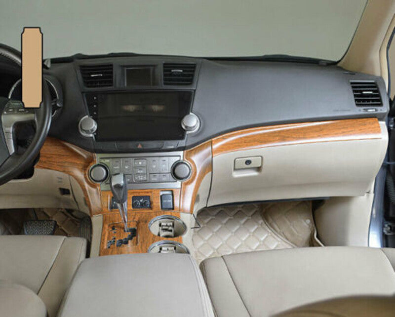 for Toyota Highlander 2008-2013 Wood Grain Central Console Dashboard Strip Trim