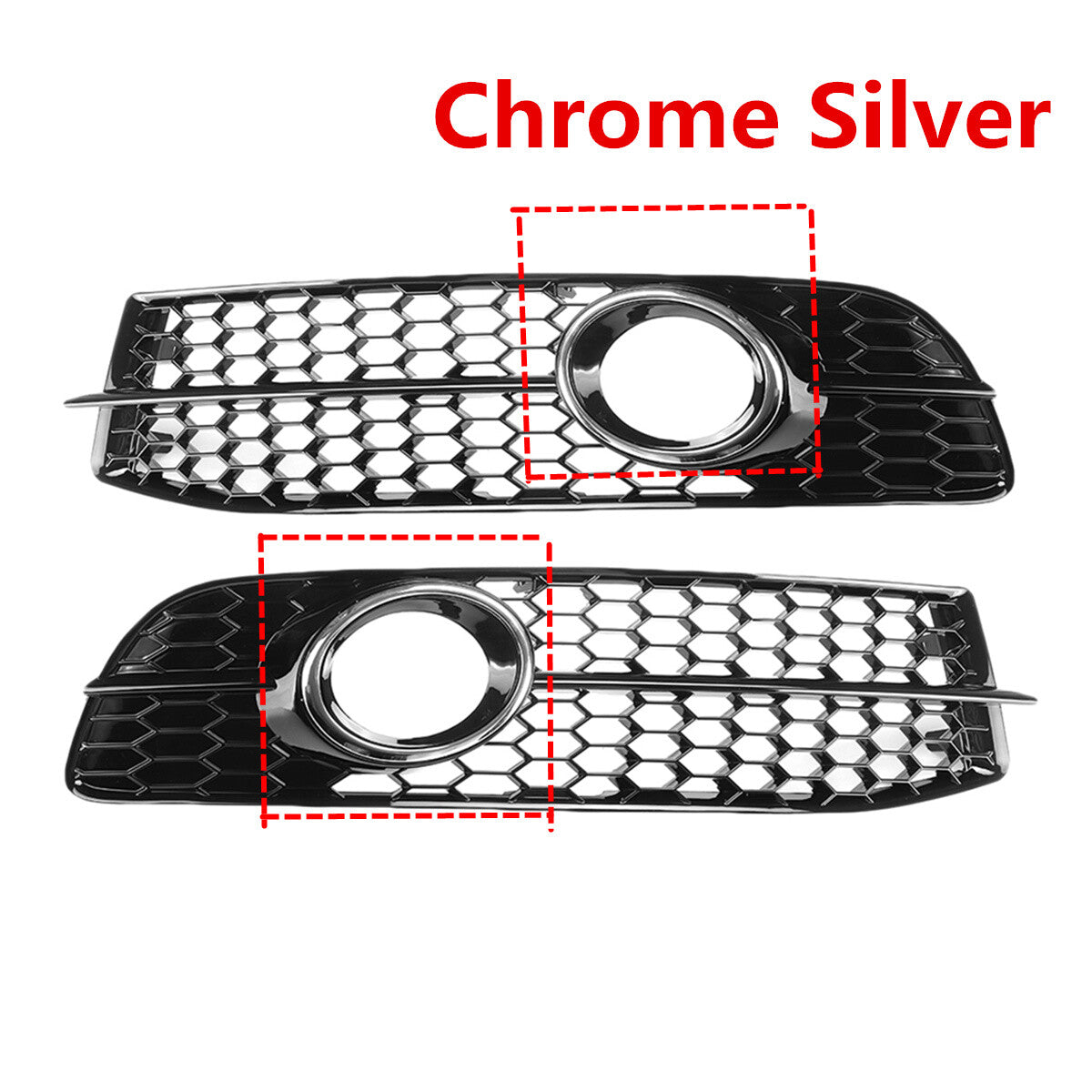 2-piece front bumper fog light grille cover trim caps for Audi A6 C6 S-line L+R