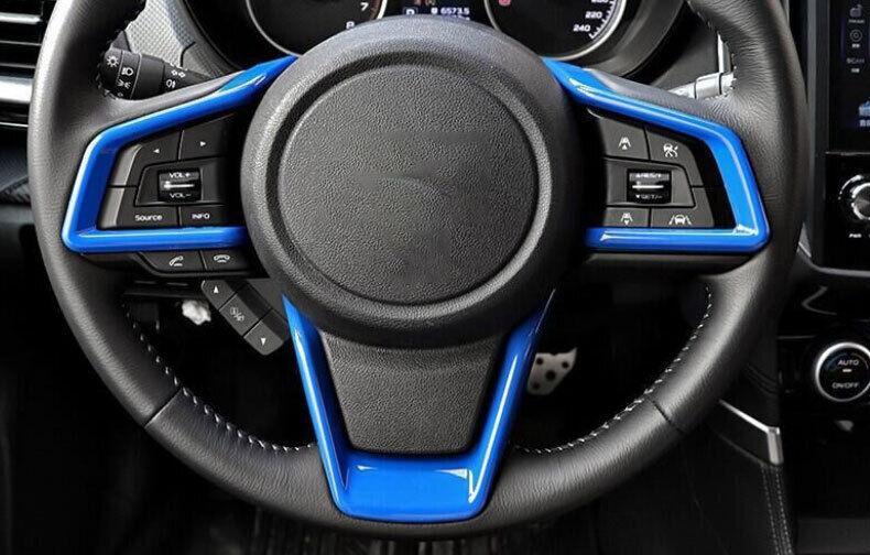 for Subaru Legacy 2018-2022 2023 ABS Blue Steering Wheel Panel Cover Trim 3PCS