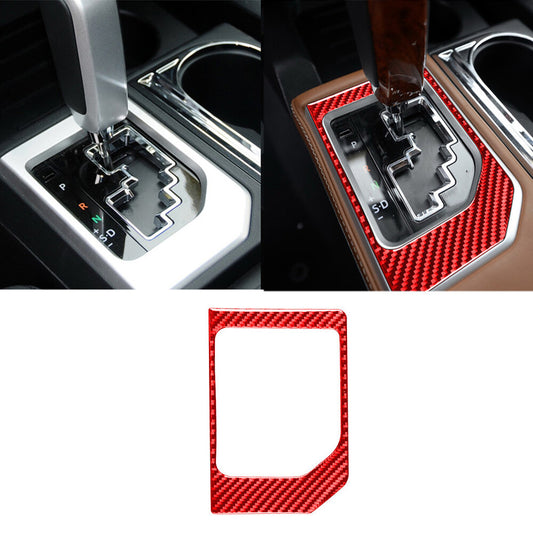 Red Carbon Fiber Central Control Gear Shift Panel Trim for T@yota Tundr@ 2014-21