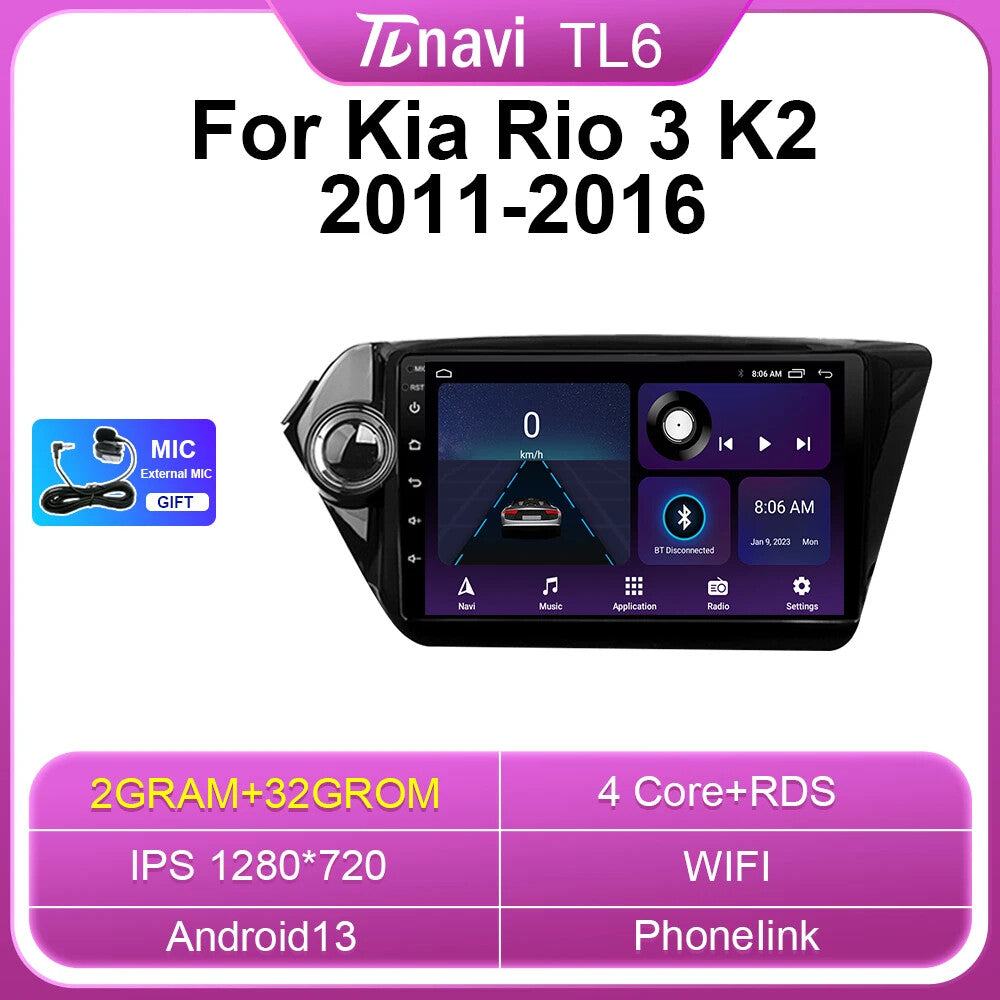 for KIA RIO 3 K2 2011-2016 Carplay Car Radio Navigation GPS Video Player Screen