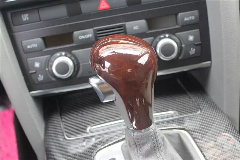 for Audi A6 2008-2011 Brown Wood Grain Middle Console Gear Shift Knob Cover Trim