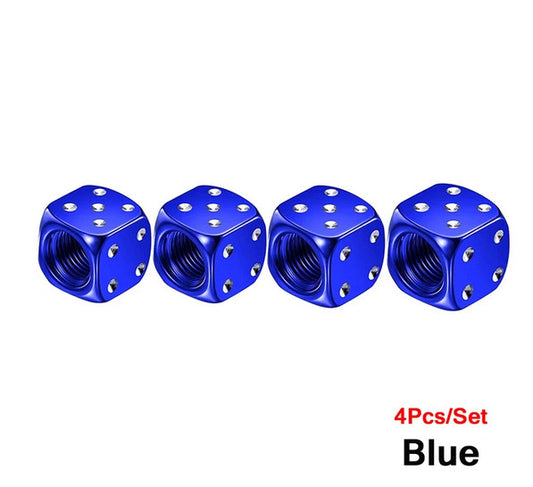 4-piece car tire valve cover rod air dust cover dice blue for Toyota