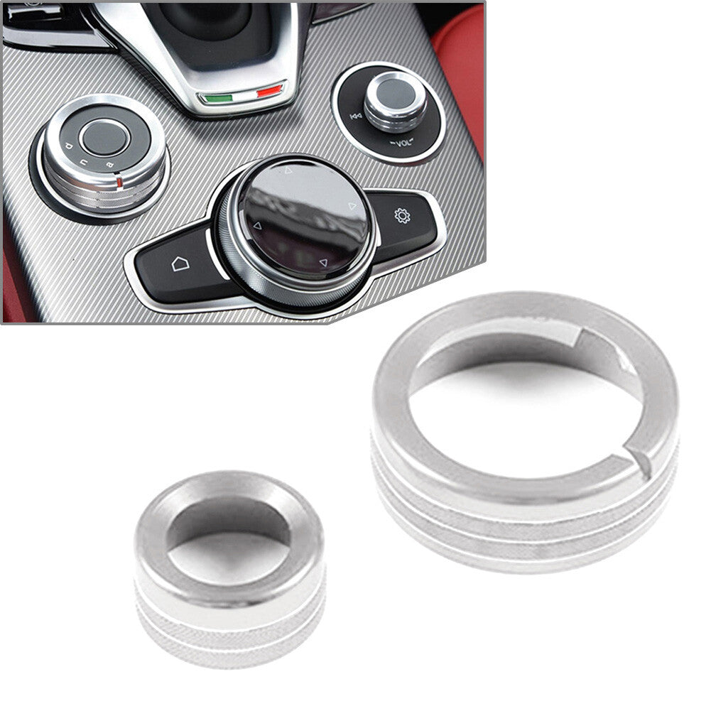 Central Control Multimedia Knob Ring Silver for Alfa Romeo Giulia for Stelvio 20-21