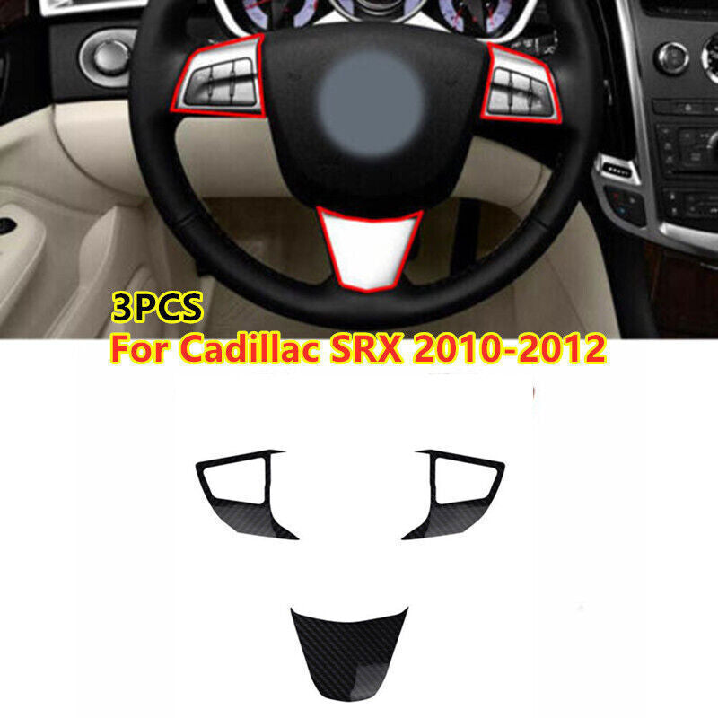ABS Carbon Fiber Steering Wheel Button Frame Cover Trim for Cadillac SRX 2010-12