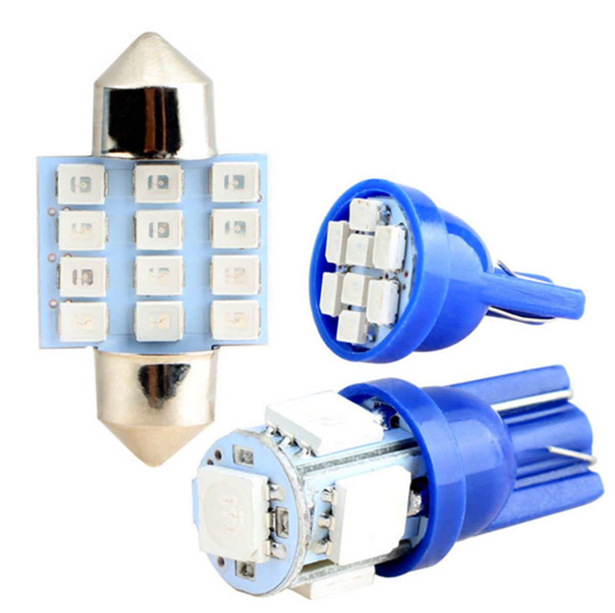 13x Car Interior Blue LED Map Dome Door Trunk License Plate Light Bulbs Set