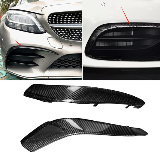 for Benz W205 S205 C63S AMG Carbon Fiber Front Bumper Spoiler Air Intake Cover