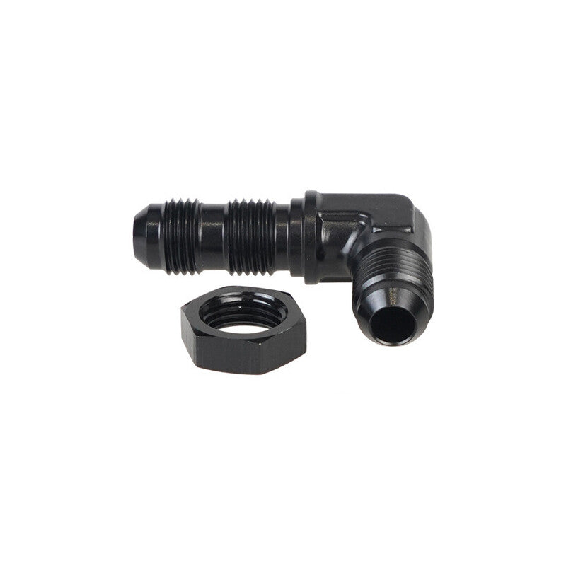 Aluminum 90 Degree 6AN Male Flare Union Bulkhead Fuel Fitting Adapter AN6 W/Nut