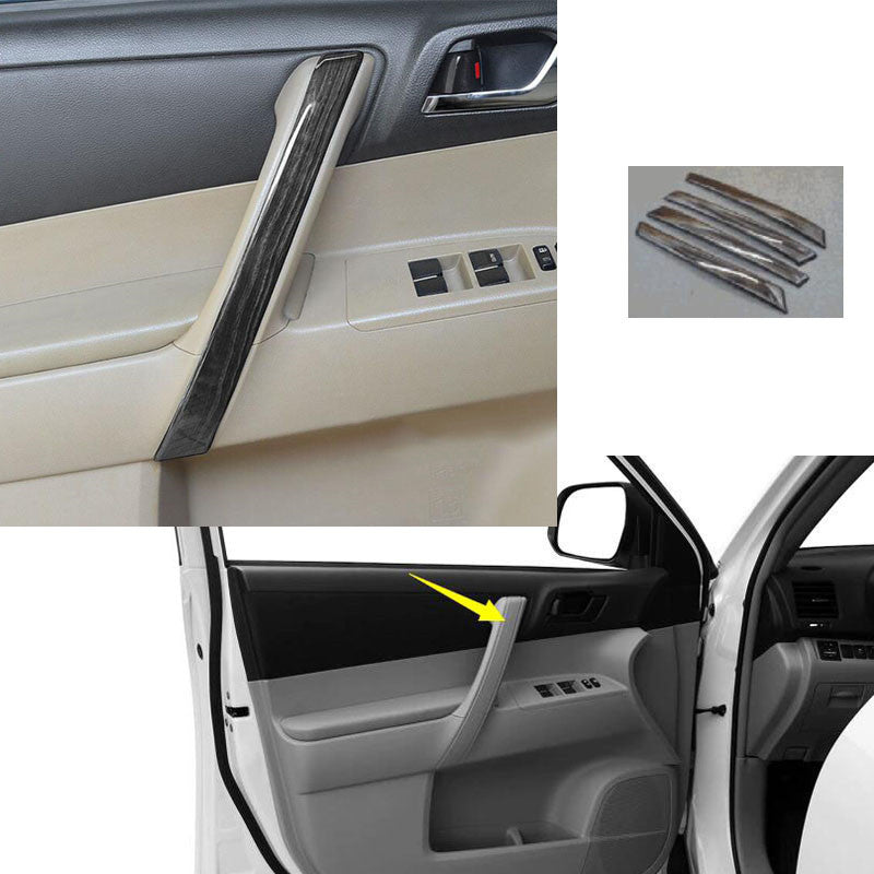 4p for Toyota Highlander 2008-2013 Black Wood Grain Inner Door Handle Cover Trim
