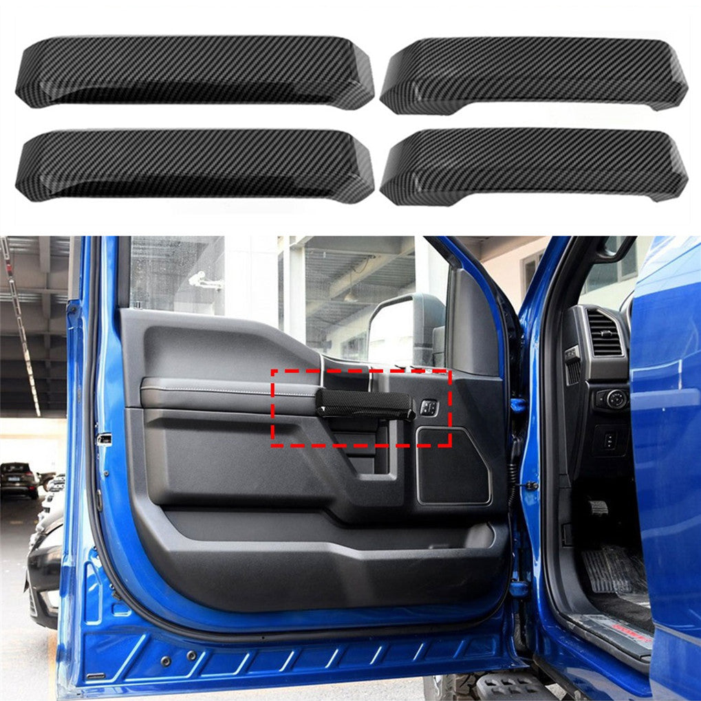 4PCS Carbon Fiber Black for Ford F-150 2015-2020 Inner Door Handles Cover Trims