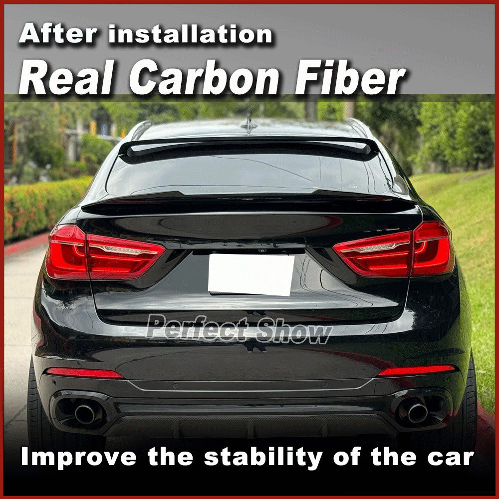 for BMW X6 F16 F86 X6M 15-18 REAL Carbon Rear Roof Spoiler Top Window Wing Lip