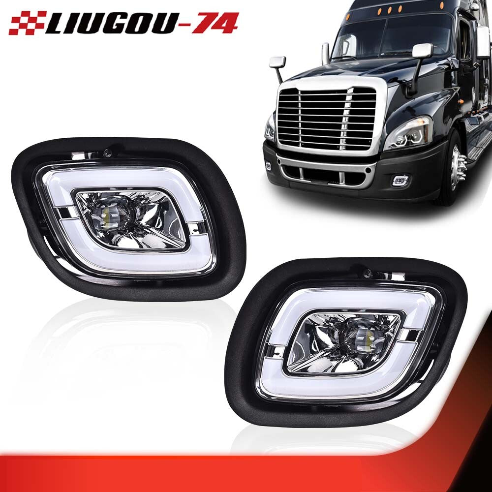 Suitable for 08-17 for Freightliner Cascadia LED fog lights, clear/chrome LH+RH, 1 pair