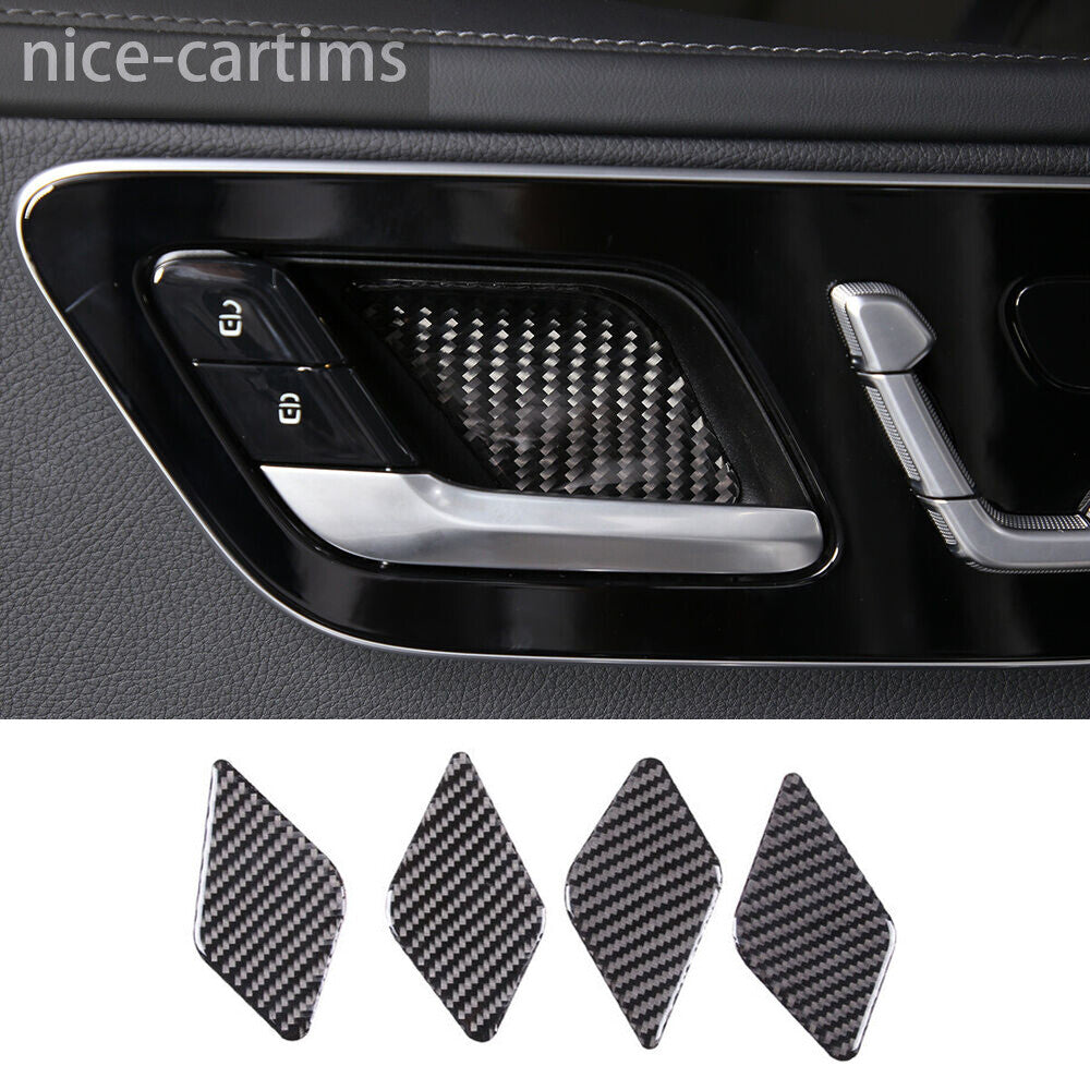 for Benz C Class W206 2022+ Interior Door Handle Bowl Panel Cover Carbon Fiber¡Á4