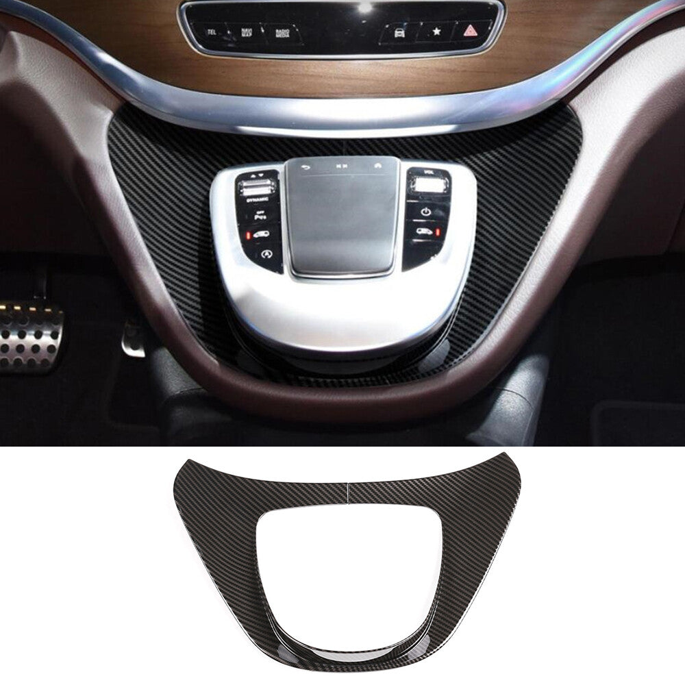 Carbon Fiber ABS Central Control Panel Multimedia Cover for Benz V Class 2015-21