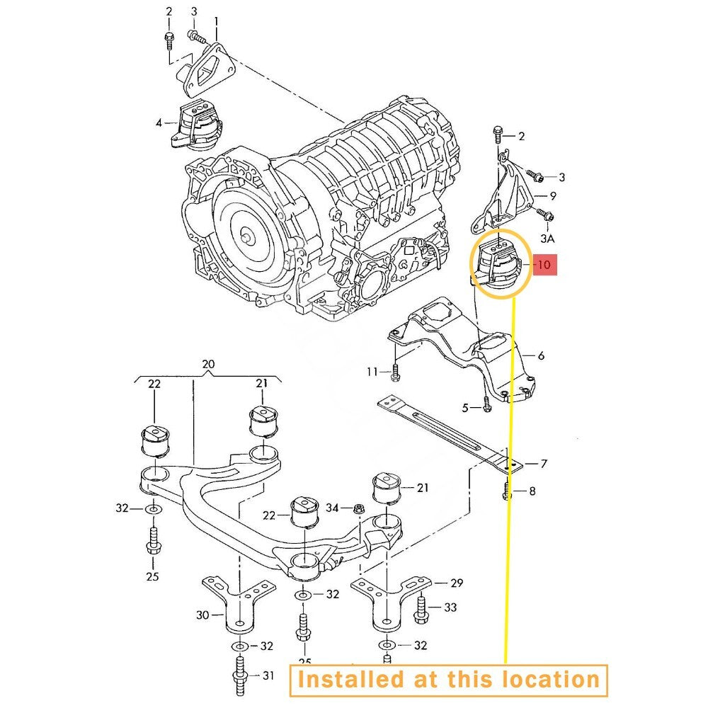 Suitable for Bentley transmission/gearbox mounting. equipment manufacturer: 3D0399151AF