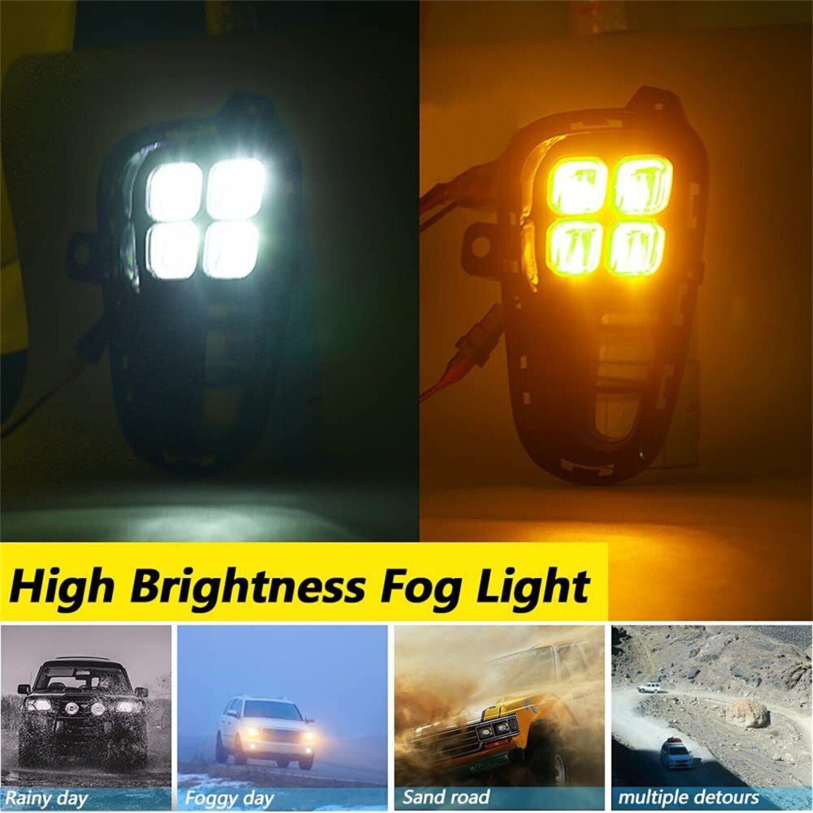 LED DRL Daytime Running Light Front Fog Lamps w/ Turn for KIA Rio 2018-2020