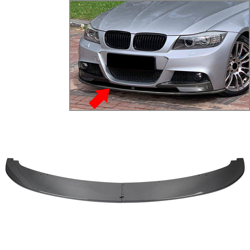 Front Bumper Spoiler Lip for BMW 3 Series E90 E91 M Sport LCL Carbon Fiber Black