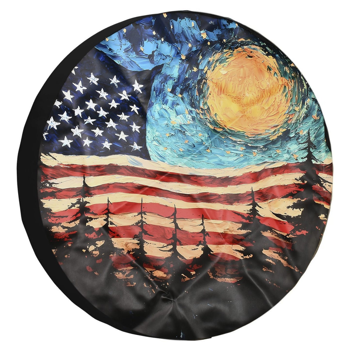14 US Flag Trailer Spare Tire Cover Rear Tyre Cover Protector Waterproof Black