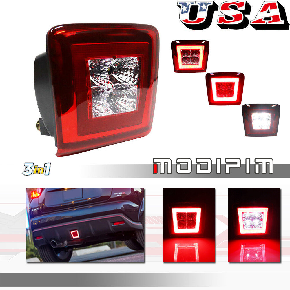 White/red lens LED brakes and reverse rear fog lights for Nissan 370Z Juke Sentra
