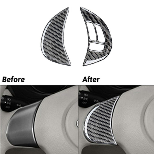2x Carbon Fiber Steering Wheel Buttons Trim for Subaru Forester 2009-2013 Type B