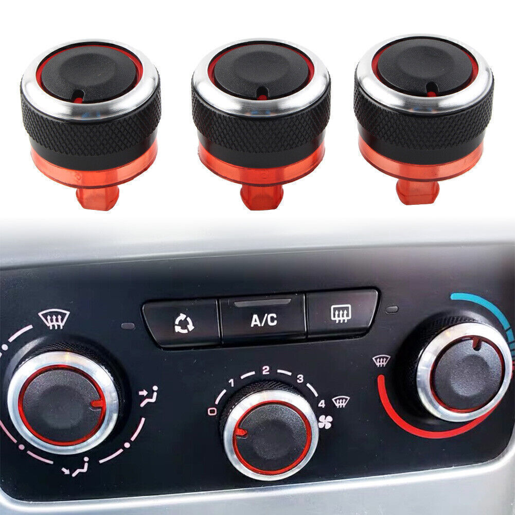 3Pcs Switch Knob Heater Buttons A/C Cover Set Heat Black Fit for Peugeot 206 207 C2