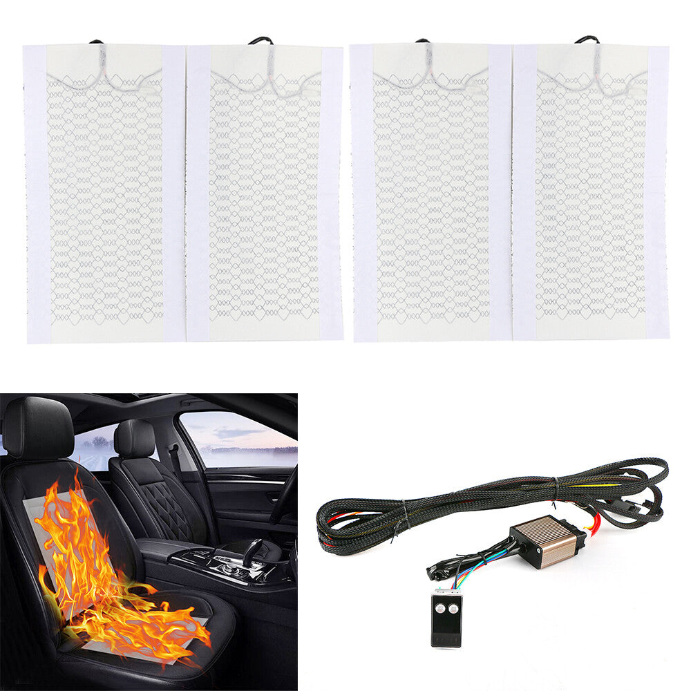 Universal 12V Car Carbon Fiber Heated for Seat Heater Kit Cushion 5-LEVEL Switch Kit