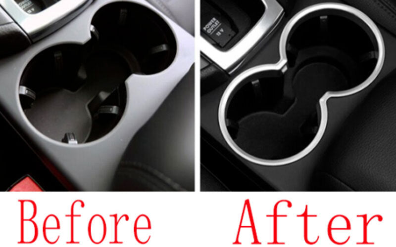 for Porsche Macan 2015-2023 Gloss Silver Central Console Water Cup Cover Trim