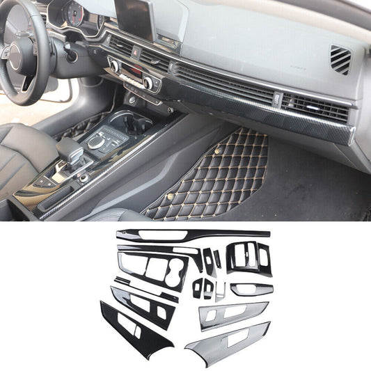 for Audi A4 2017-19 ABS Carbon Fiber Interior Full Decoration Frame Cover Trims