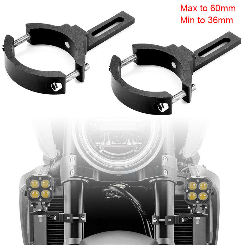 2X Motorcycle Mount Bracket Spot Headlight Fog Driving Lamp Fork Clamp Holder