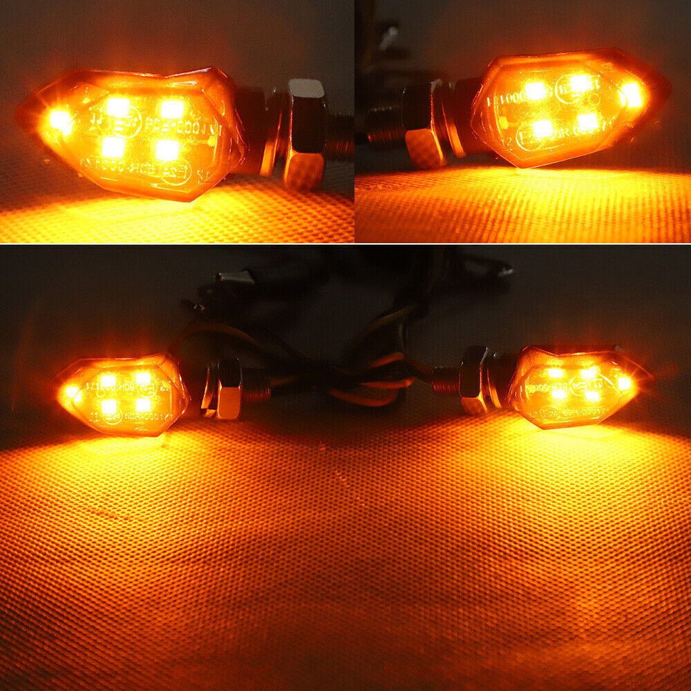 2X Black Motorcycle LED Turn Signal Blinker Light Indicator Amber Lamp Universal