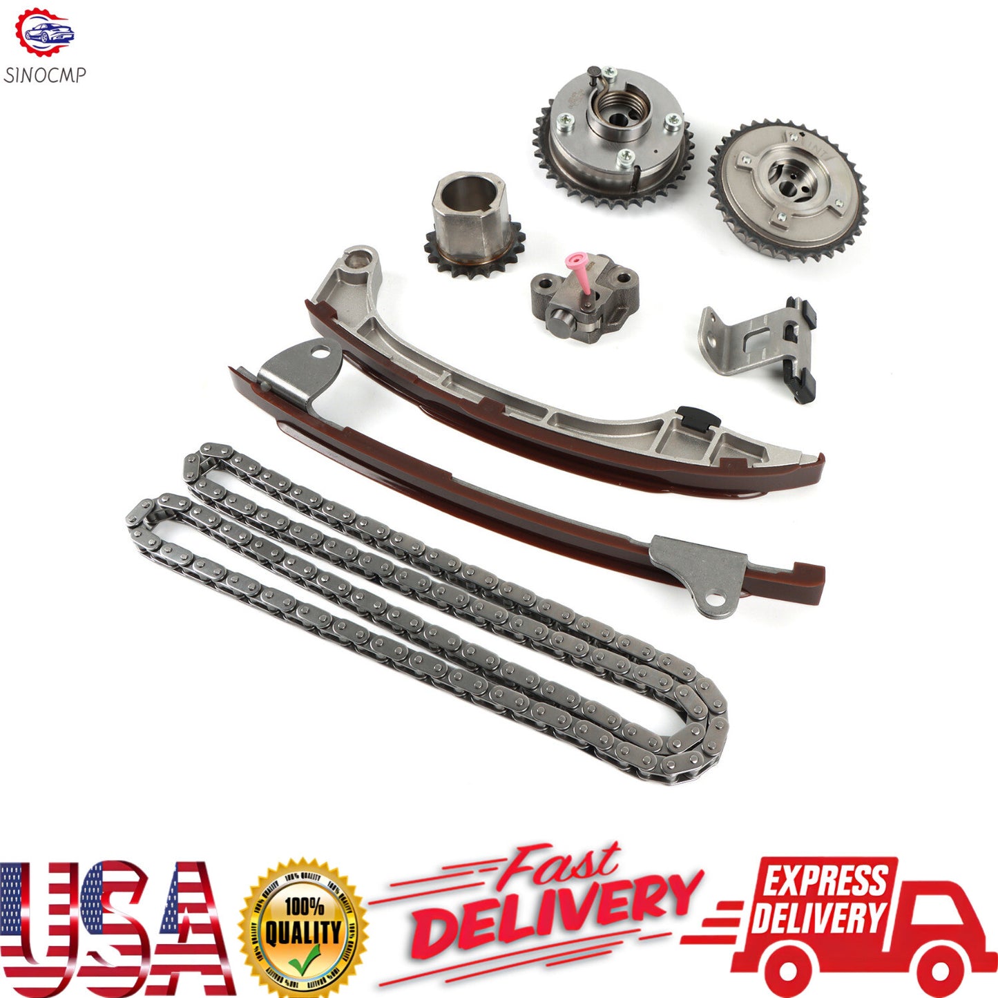Timing Chain Kit with 2PCS Intake Exhaust VVT Gear Sprocket Fits for Venza RAV4