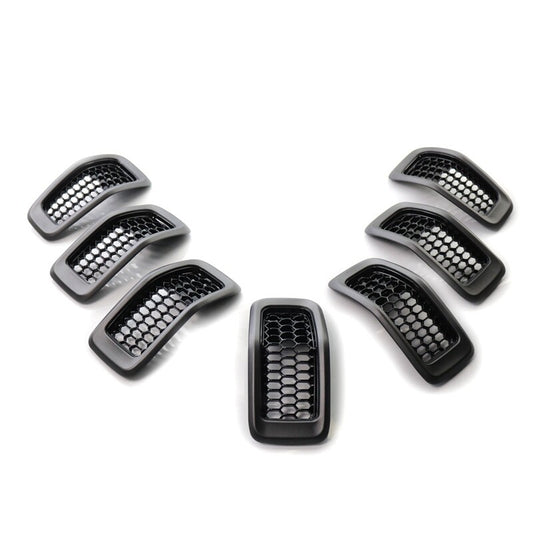7xFront Grille Insert Grill Lid Decorative Gray for Jeep Cherokee 14-2018 Honeycomb