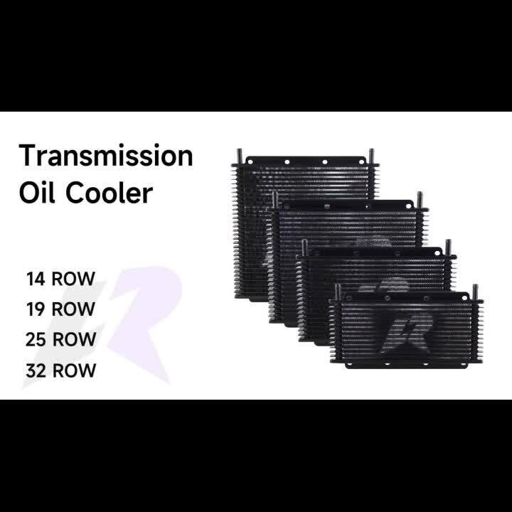 19 Row Transmission Oil Cooler Kit 11x4.2x0.75 (280x107x19mm) 3/8 Barb Black