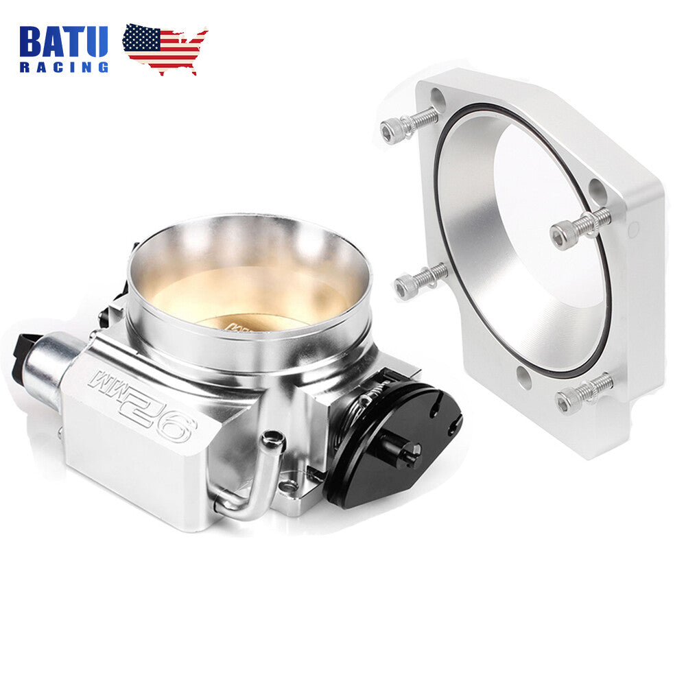 Silver 92mm Throttle Body+TPS IAC Adapter Plate for Chevy GM III LSX LS LS1 LS2