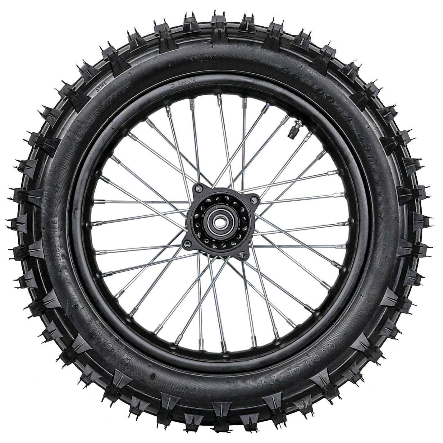 14-inch rear wheel swingarm kit, 90/100-14 tires, rims, and a Taodao Apollo 110/125cc bicycle.