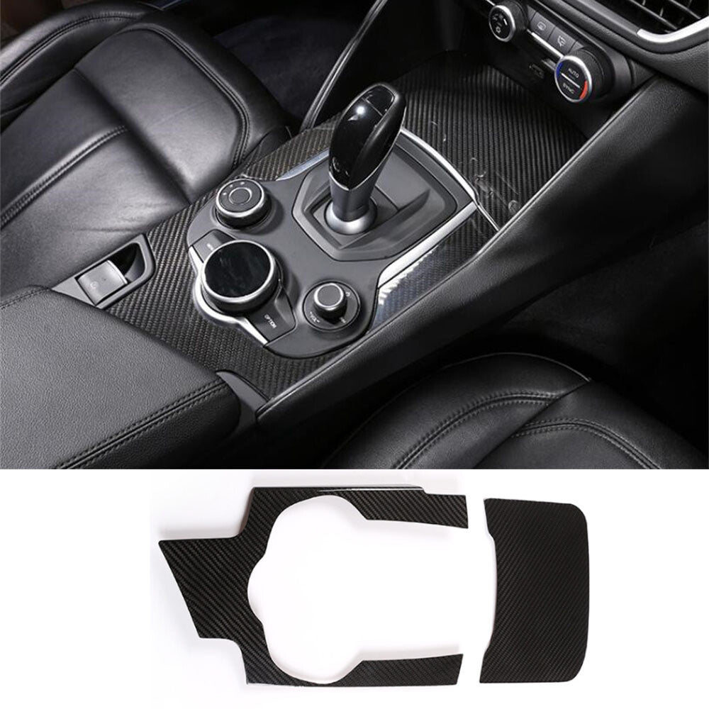 Carbon Fiber Center Console Cup Holder Panel Cover for Alfa Romeo Giulia 2017-19
