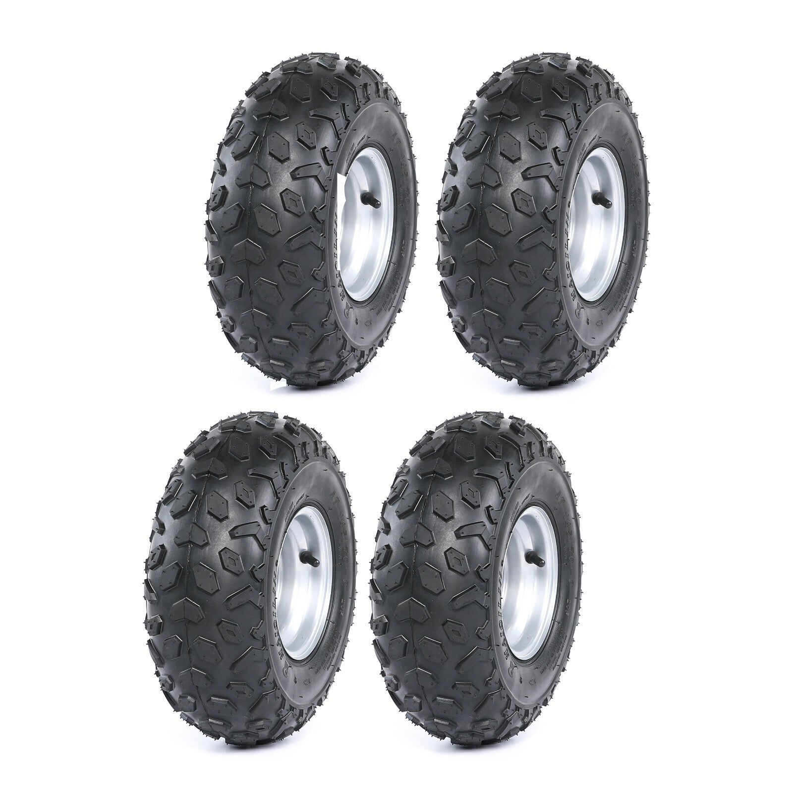 4 Pack 145/70-6 Tyre and Rim 6 Wheels for Go Kart ATV Quad Ride on Mower LT50